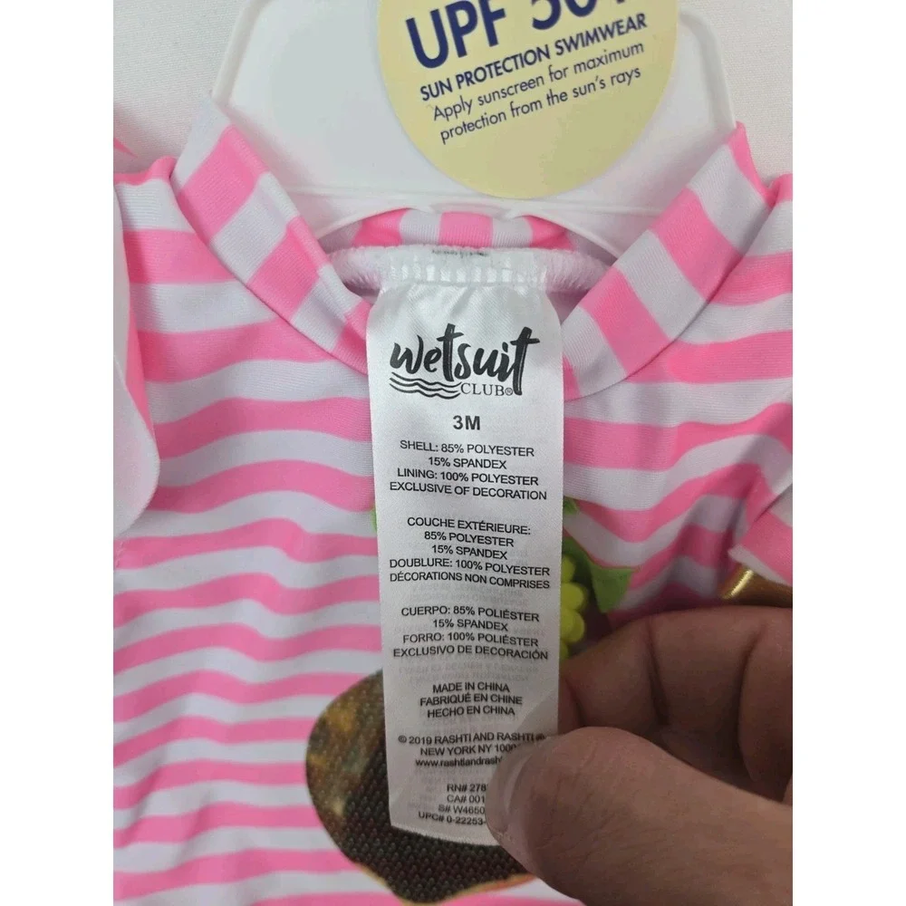 Wetsuit Club kids bathing suit girls NWT size 3M Rashti Baby lemon 2 piece upf50